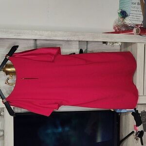 White House Black Market Pink Asymmetrical Dress Sz 6 Pit To Pit 20"